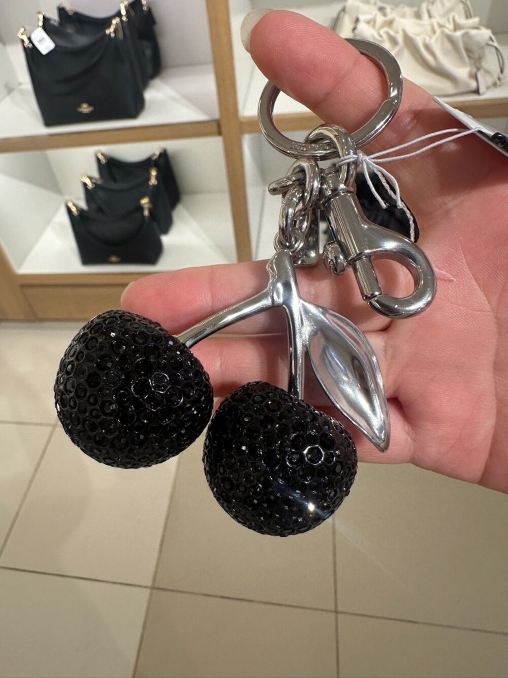 NWT! Coach CCD32 Crystal Cherry Bag Charm Keychain Metal Resin & Crystals